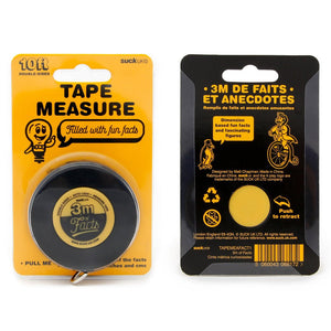 10ft Fun Filled Stats Tape Measure, Auto Locking, 60 Facts - The Fashion Gift Shop Fun Filled Tape Measure by SuckUK