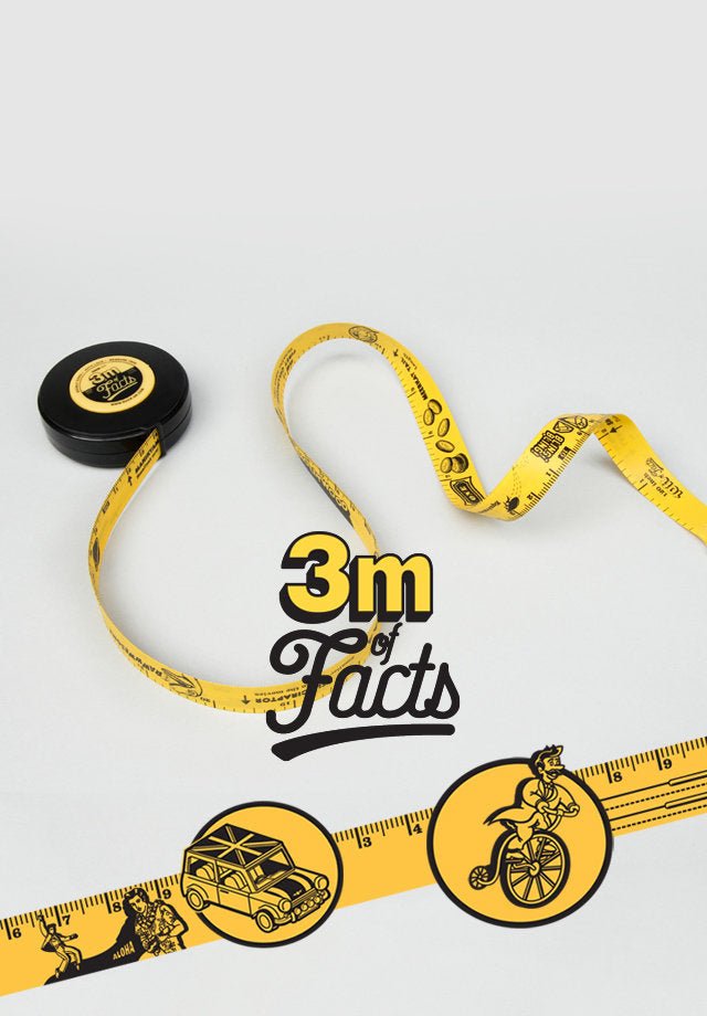 10ft Fun Filled Stats Tape Measure, Auto Locking, 60 Facts - Fun Filled Tape Measure by SuckUK