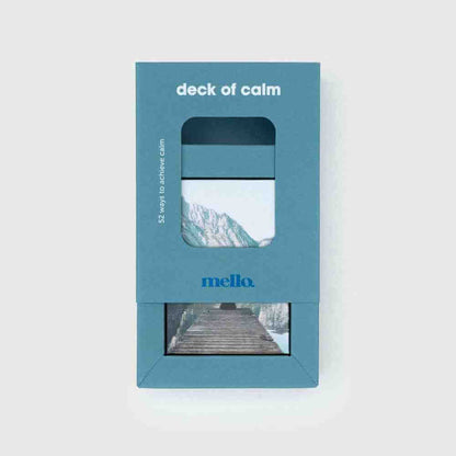 Self-help card deck in blue box, front view with mountain and bridge cards