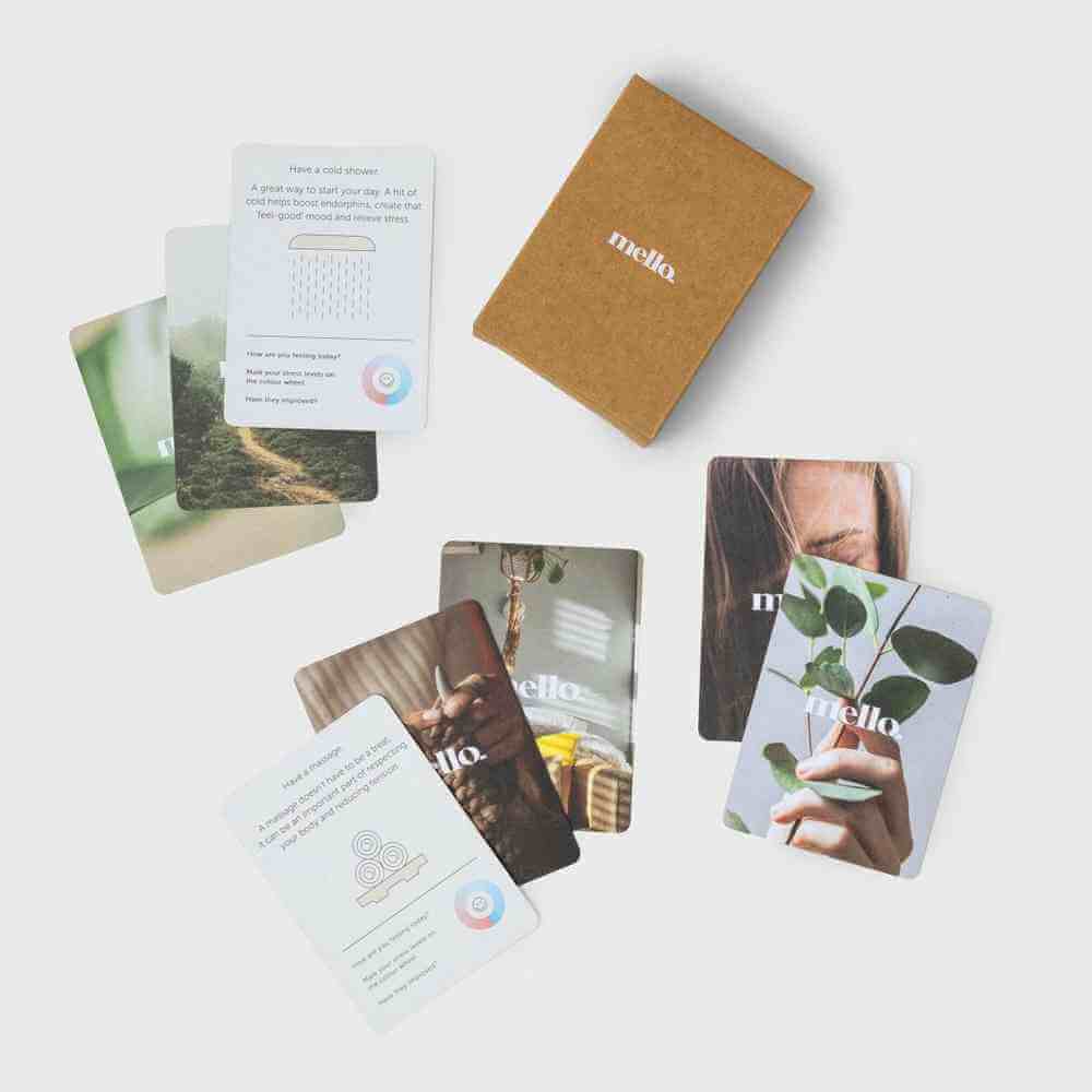 Self-help card deck set with kraft box, instruction cards, and multiple scene cards