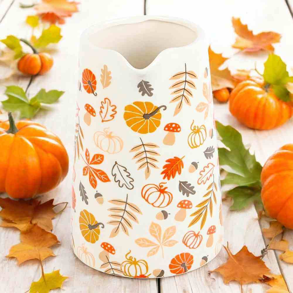 17cm Autumn Leaves and Pumpkins Mushrooms Ceramic Jug by Jones Home & Gifts