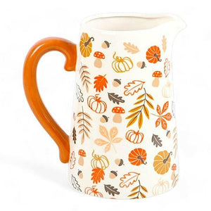 17cm Autumn Leaves and Pumpkins Mushrooms Ceramic Jug - The Fashion Gift Shop Flower Jugs by Jones Home & Gifts