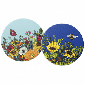 The Fashion Gift Shop: Ceramic Coasters Sunflower Bee Butterfly Flowers Floral by Half Moon Bay, Tableware & Coasters