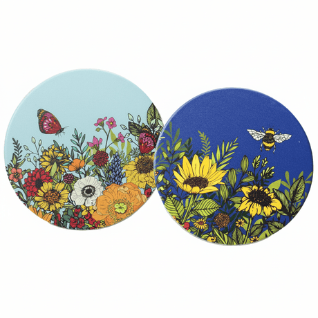 The Fashion Gift Shop: Ceramic Coasters Sunflower Bee Butterfly Flowers Floral by Half Moon Bay, Tableware & Coasters