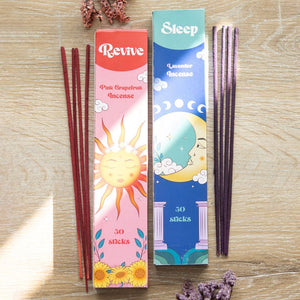2 Packs Sleep & Revive Incense Stick Sets, Pink Grapefruit, Lavender - Incense Sticks by Spirit of equinox