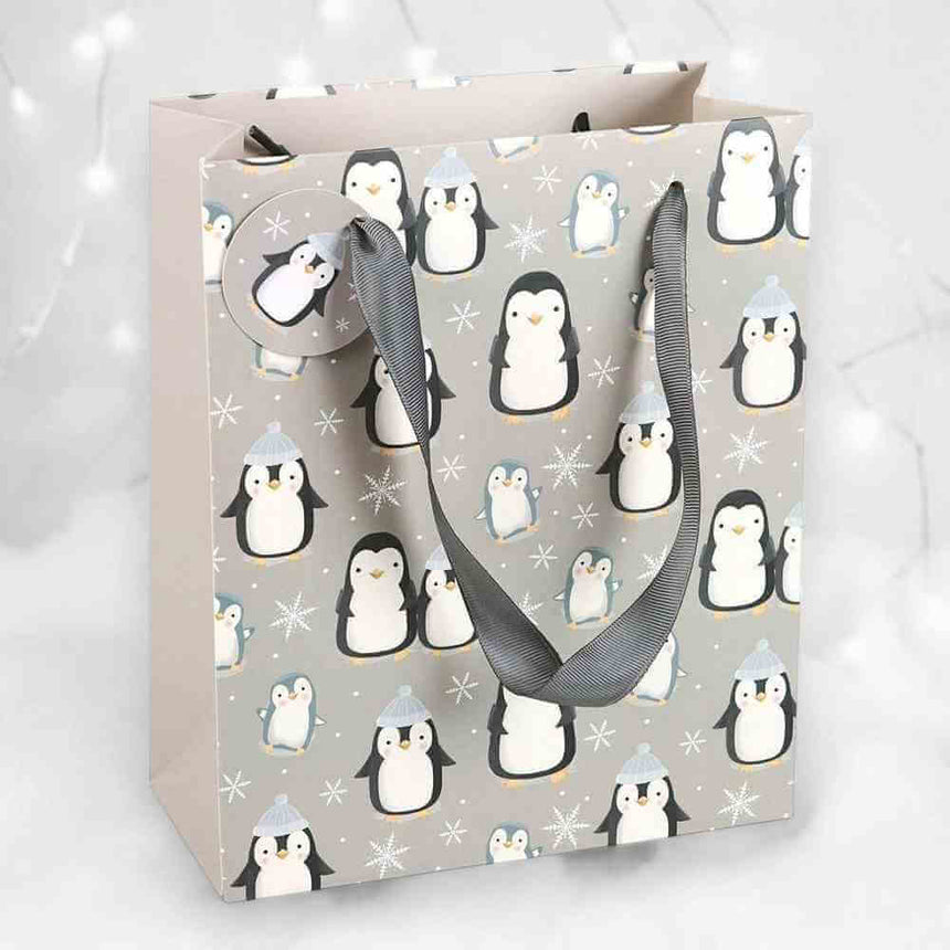 The Fashion Gift Shop: 23cm Medium Winter Penguin Gift Bag by Jones Home & Gifts, Gift Bag