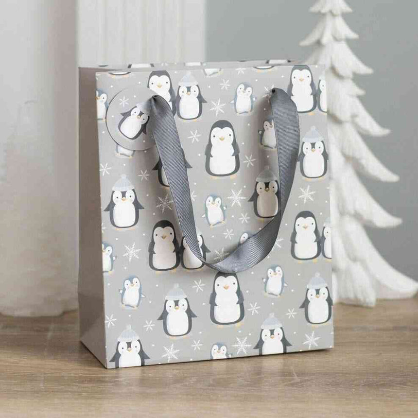 The Fashion Gift Shop: 23cm Medium Winter Penguin Gift Bag by Jones Home & Gifts, Gift Bag