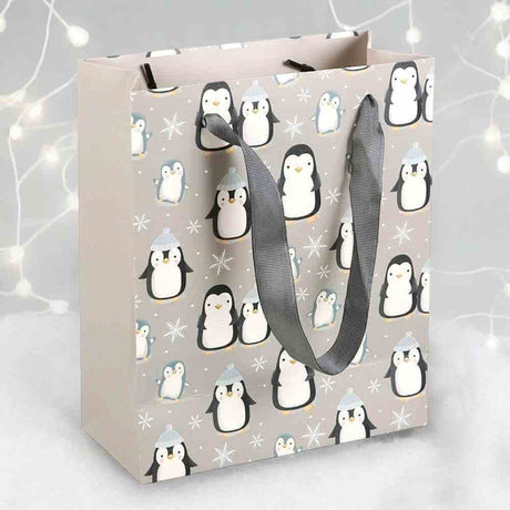 The Fashion Gift Shop: 23cm Medium Winter Penguin Gift Bag by Jones Home & Gifts, Gift Bag