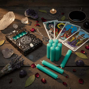 Pack of 6 green spell candles for luck growth and prosperity rituals