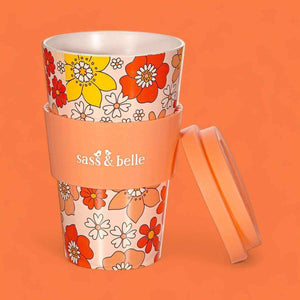 The Fashion Gift Shop: 70'S Floral Travel Coffee Cup, Environmentally Friendly by Sass and Belle, Travel Mug