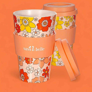 The Fashion Gift Shop: 70'S Floral Travel Coffee Cup, Environmentally Friendly by Sass and Belle, Travel Mug