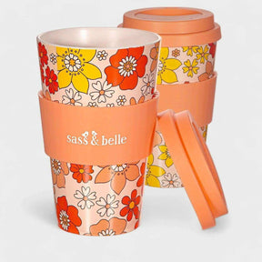 The Fashion Gift Shop: 70'S Floral Travel Coffee Cup, Environmentally Friendly by Sass and Belle, Travel Mug