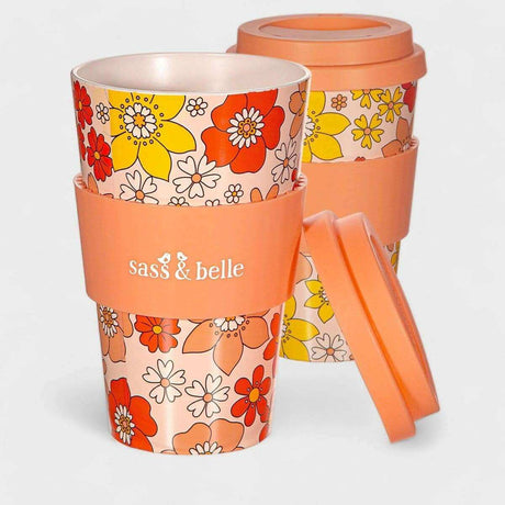 The Fashion Gift Shop: 70'S Floral Travel Coffee Cup, Environmentally Friendly by Sass and Belle, Travel Mug