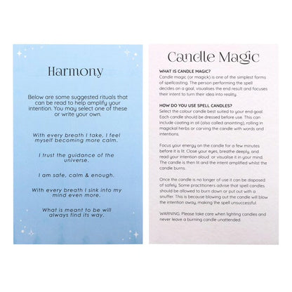 Candle Magic insert cards with Harmony text panels