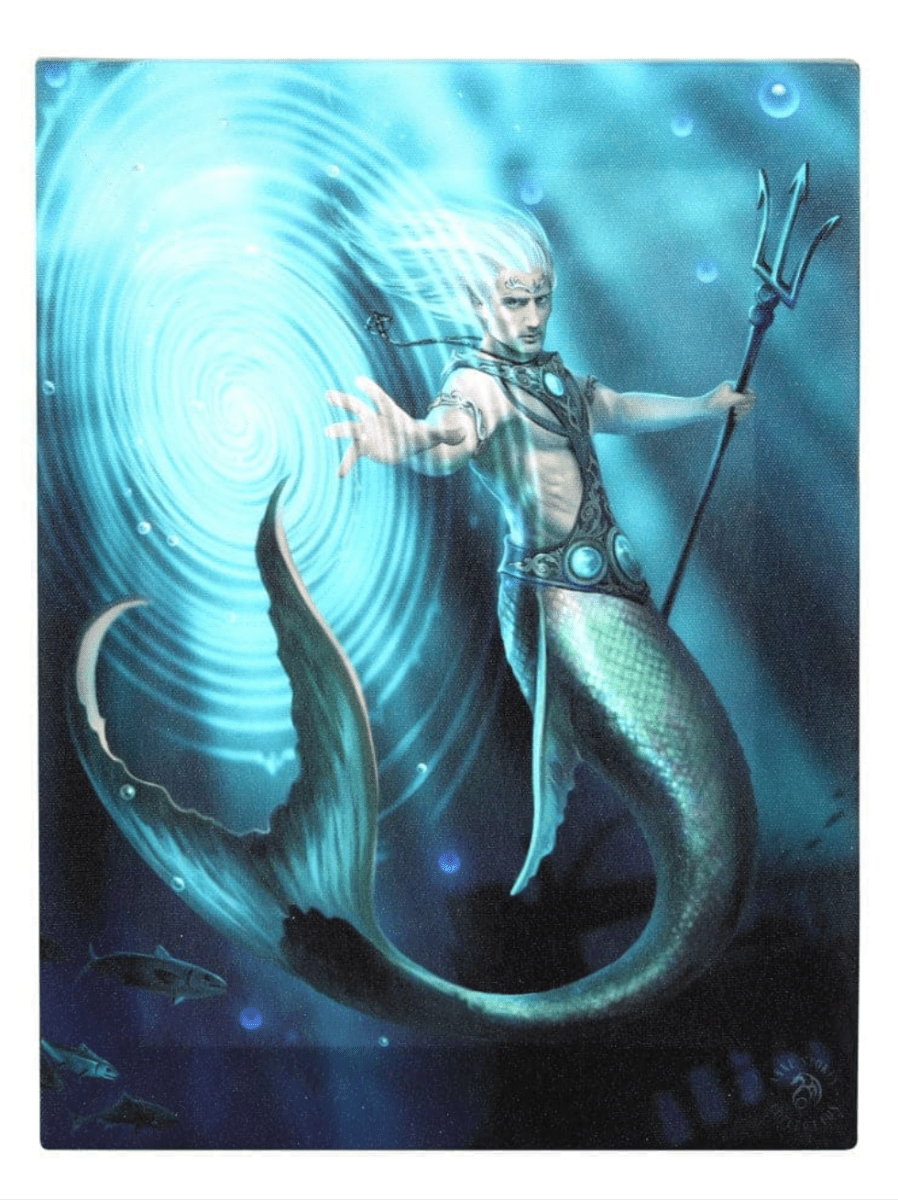 Water Element Wizard Merman Canvas Plaque by Anne Stokes  Anne Stokes  The Fashion Gift Shop .