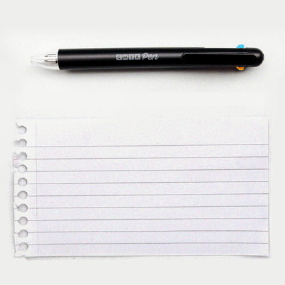 CMYK Pen ballpoint pen with clear tip and lined practice paper