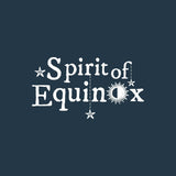 Text 'Spirit of Equinox' with celestial elements on a dark blue background