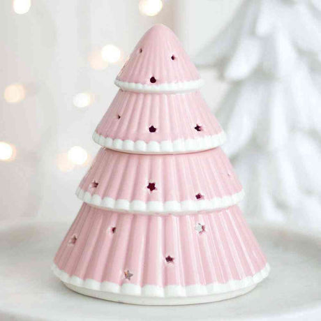 The Fashion Gift Shop: Pink Christmas Tree Oil Burner, Christmas Decorations by Jones Home & Gifts, Oil Burner & Wax Melters