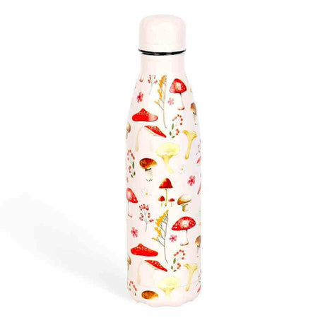 The Fashion Gift Shop: All Over Mushroom Print Metal 500ml Water Bottle Stylish by Spirit of equinox, Water Bottles
