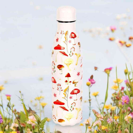 The Fashion Gift Shop: All Over Mushroom Print Metal 500ml Water Bottle Stylish by Spirit of equinox, Water Bottles