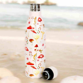 The Fashion Gift Shop: All Over Mushroom Print Metal 500ml Water Bottle Stylish by Spirit of equinox, Water Bottles