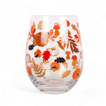 Autumn Leaves and Pumpkins Stemless Glass.