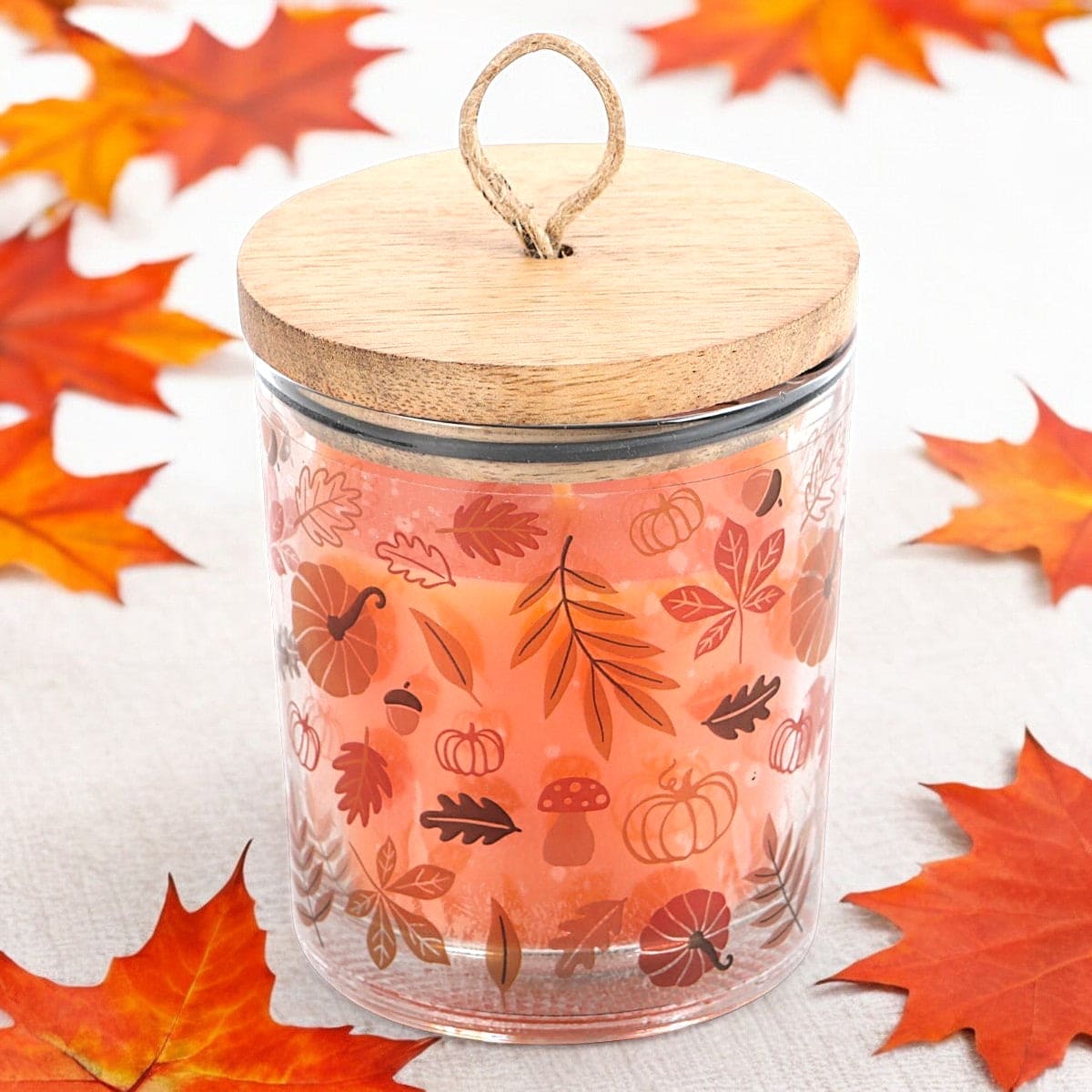 Autumn Leaf Cinnamon and Orange Jar Candle with Box.