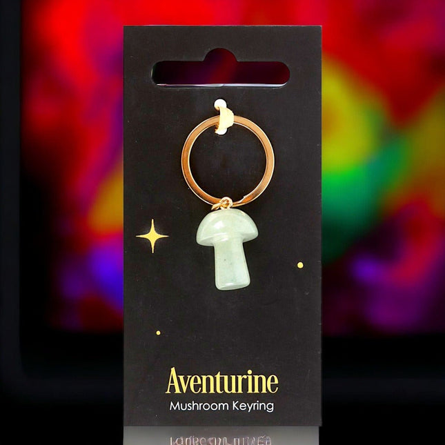 Aventurine Crystal Mushroom Keyring - Bag Charms & Keyrings by Spirit of equinox