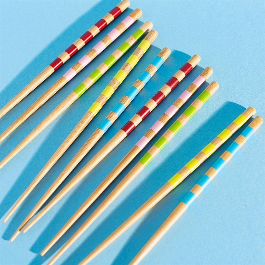 Bamboo Vibrant Striped Chopsticks - Set of 5 - The Fashion Gift Shop Chop Sticks by Sass & Belle