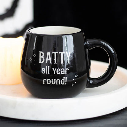 Batty All Year Round Black Rounded Peekaboo 500ml Mug - Mugs and Cups by Spirit of equinox