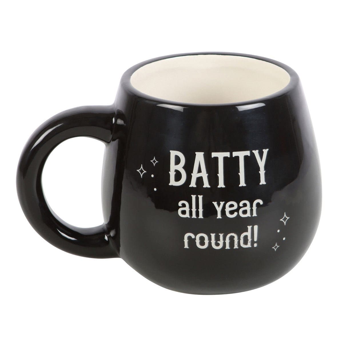 Batty All Year Round Black Rounded Peekaboo 500ml Mug - Mugs and Cups by Spirit of equinox