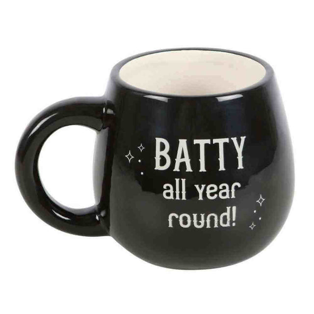 Batty All Year Black Mug with hidden Bat