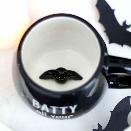 Batty All Year Black Mug with hidden Bat