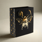 Bee Design Gift Bag with Gold Ribbon Handles & Gift Tag