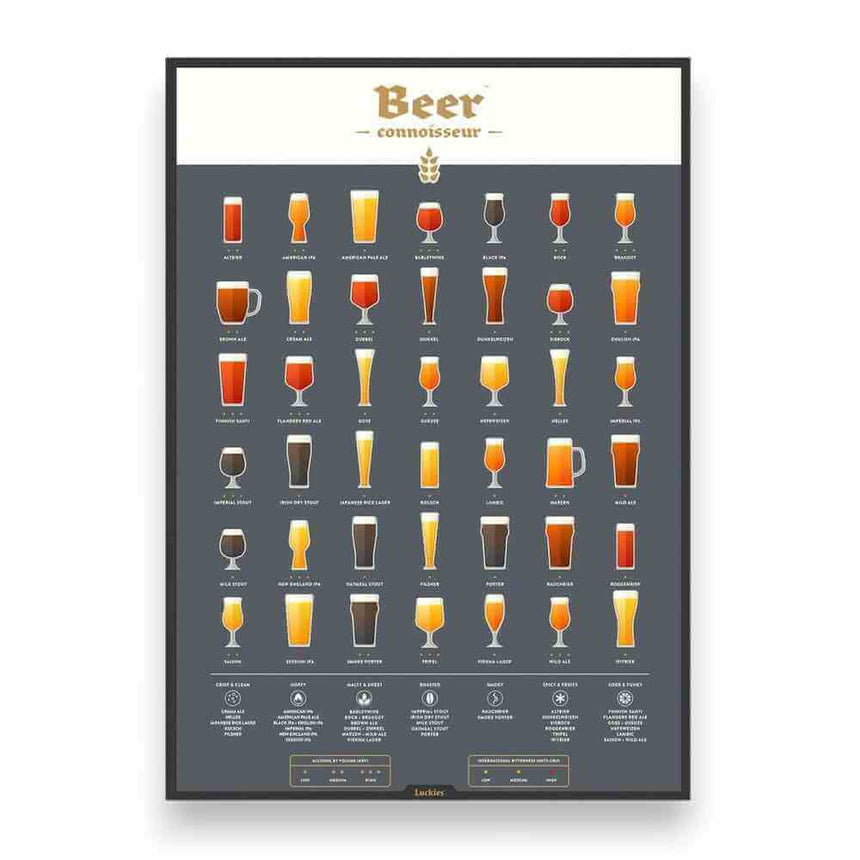 The Fashion Gift Shop: Beer Connoisseur Poster, Beer Facts Scratch Poster Guide by Luckies, Scratch Posters
