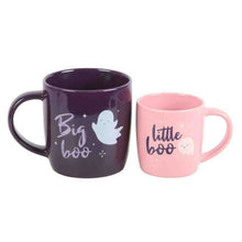 Halloween mug set of 2: dark purple “Big boo” mug and pink “little boo” mug