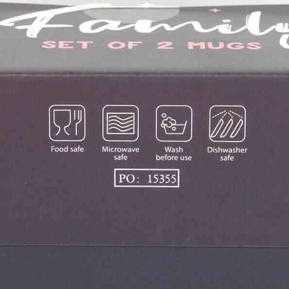 Halloween mug set box back with care icons: food safe, microwave safe, dishwasher safe