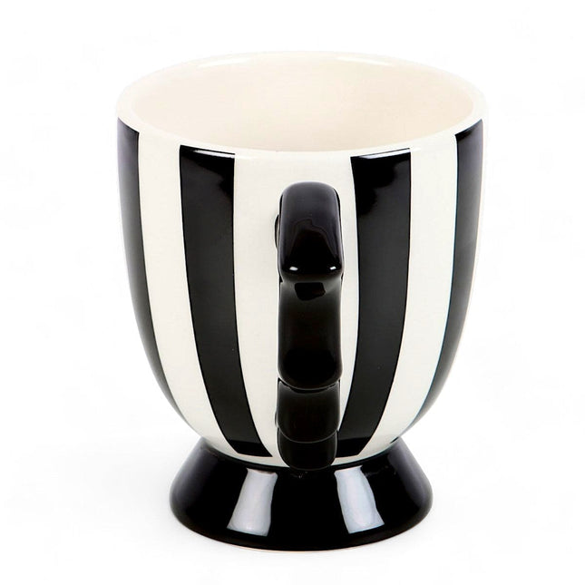 Black and White Monochrome Striped Bat Wing Teacup - Mugs and Cups by Spirit of equinox