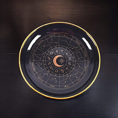 Black Astrology Wheel Trinket Jewellery Dish With Gold Details - Jewellery Dish by Spirit of equinox