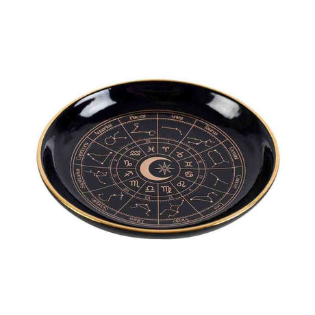 The Fashion Gift Shop: Black Astrology Wheel Trinket Jewellery Dish With Gold Details by Spirit of equinox, Jewellery Dish