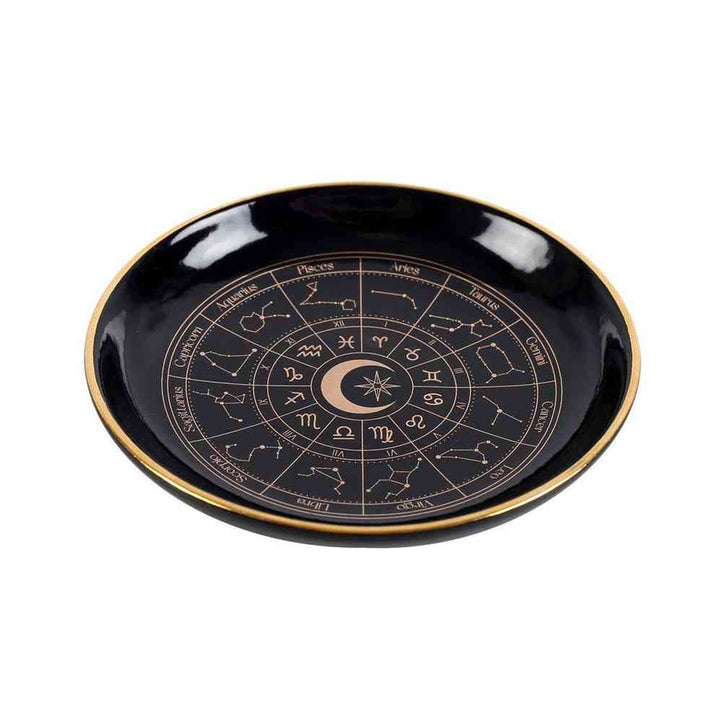 Black Astrology Wheel Trinket Jewellery Dish With Gold Details - The Fashion Gift Shop by Spirit of equinox