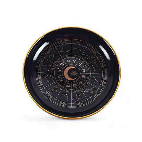 Black Astrology Wheel Trinket Jewellery Dish With Gold Details - Jewellery Dish by Spirit of equinox
