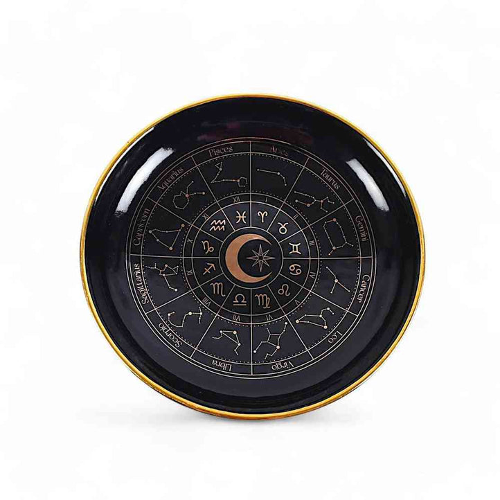 Black Astrology Wheel Trinket Jewellery Dish With Gold Details - The Fashion Gift Shop by Spirit of equinox