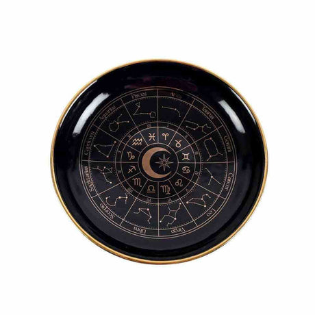 The Fashion Gift Shop: Black Astrology Wheel Trinket Jewellery Dish With Gold Details by Spirit of equinox, Jewellery Dish