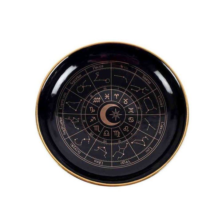 Black Astrology Wheel Trinket Jewellery Dish With Gold Details - The Fashion Gift Shop by Spirit of equinox