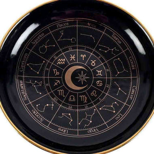 The Fashion Gift Shop: Black Astrology Wheel Trinket Jewellery Dish With Gold Details by Spirit of equinox, Jewellery Dish