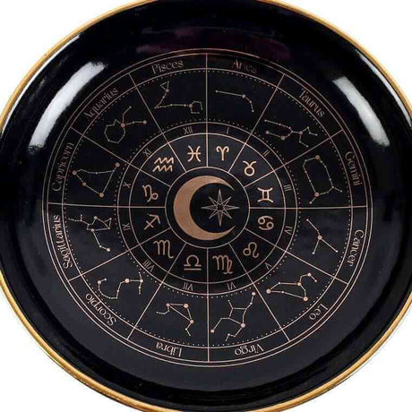 The Fashion Gift Shop: Black Astrology Wheel Trinket Jewellery Dish With Gold Details by Spirit of equinox, Jewellery Dish