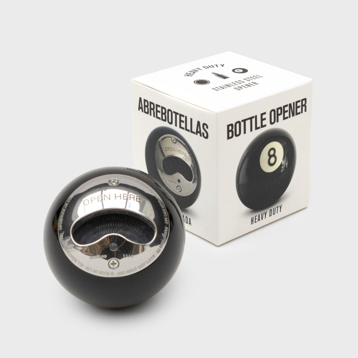 Black Eight Ball Bottle Opener, Stainless Steel Opener Made from a 8 Ball - The Fashion Gift Shop by SuckUK