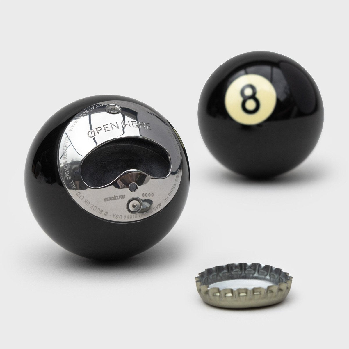 Black Eight Ball Bottle Opener, Stainless Steel Opener Made from a 8 Ball - The Fashion Gift Shop by SuckUK
