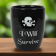 Black Gothic Plant Pot Skull I Will Survive Text Gardening Gifts - The Fashion Gift Shop by Spirit of equinox